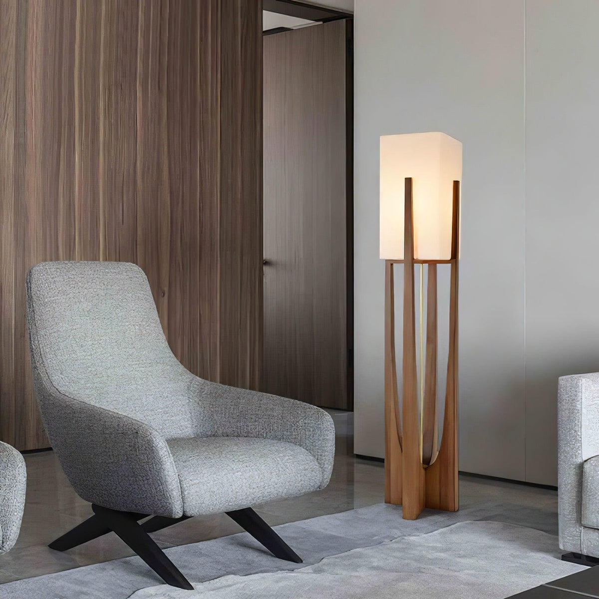 Hearthshade Walnut Ash Fabric Floor Lamp