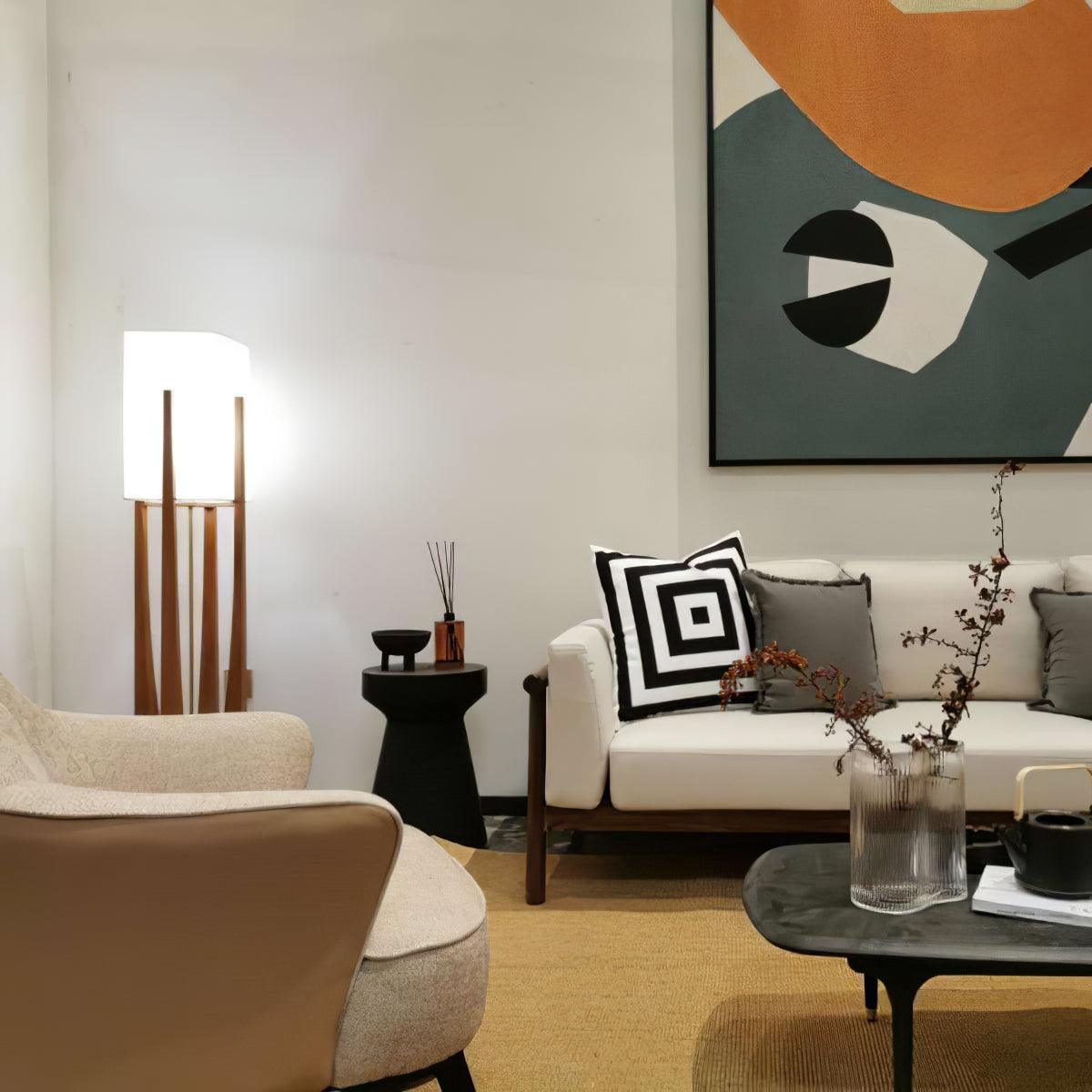 Hearthshade Walnut Ash Fabric Floor Lamp