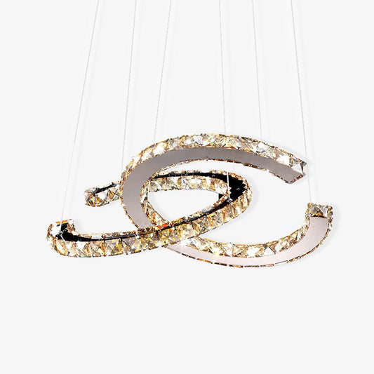 Helix Pair Silver K9 Crystal Chandelier