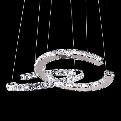 Helix Pair Silver K9 Crystal Chandelier
