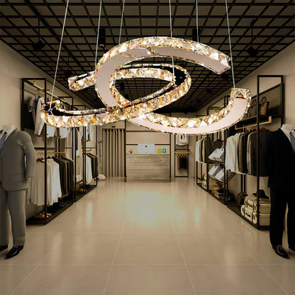 Helix Pair Silver K9 Crystal Chandelier