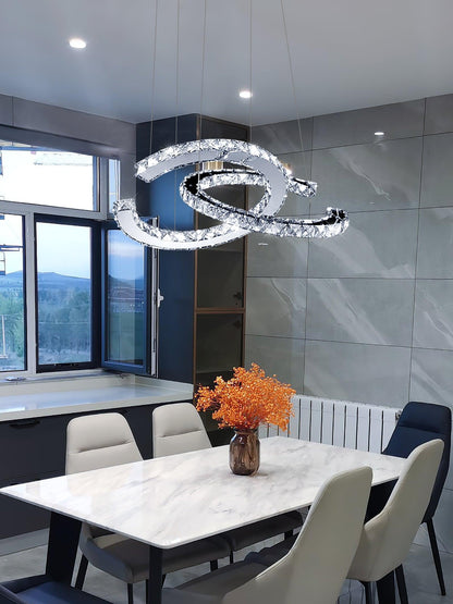 Helix Pair Silver K9 Crystal Chandelier