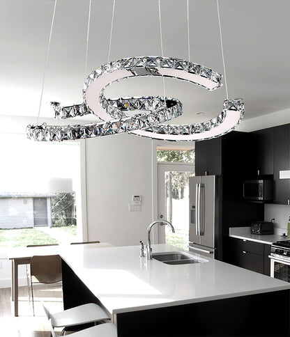 Helix Pair Silver K9 Crystal Chandelier