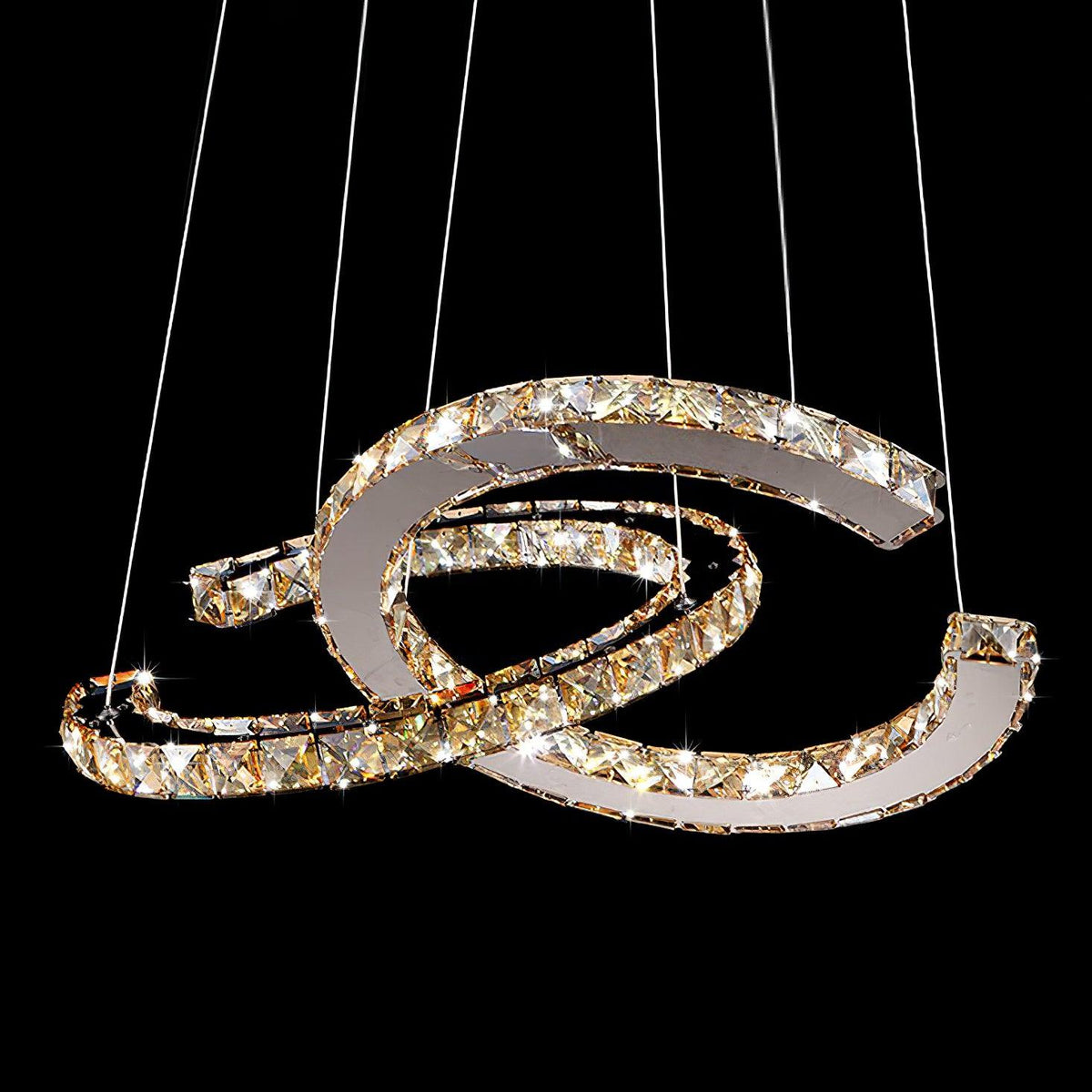Helix Pair Silver K9 Crystal Chandelier