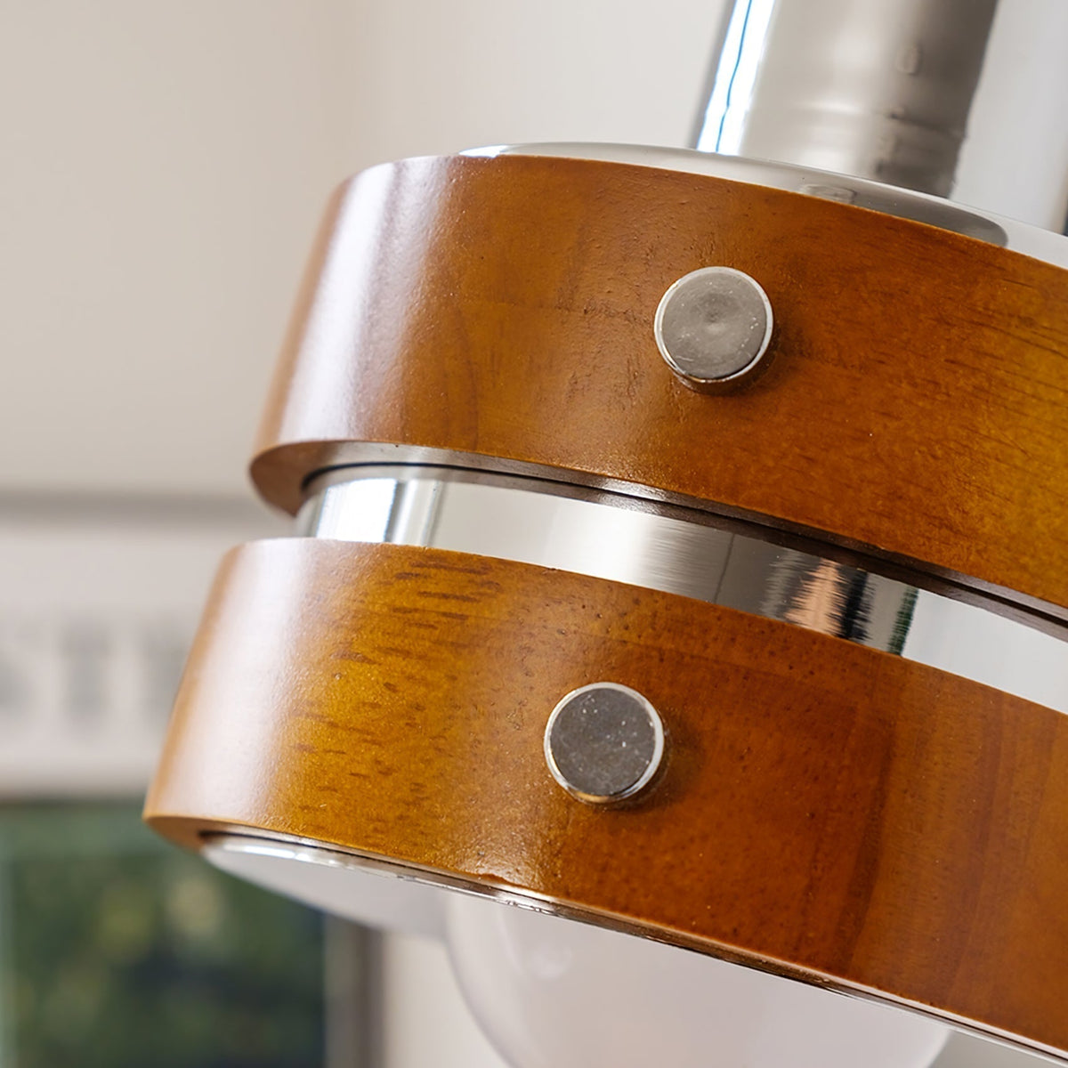 Hingewood Chrome Walnut Plug-In Wall Lamp