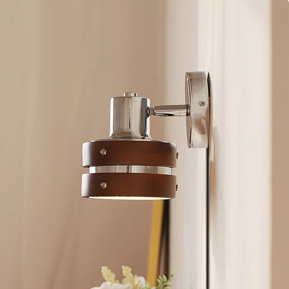 Hingewood Chrome Walnut Plug-In Wall Lamp