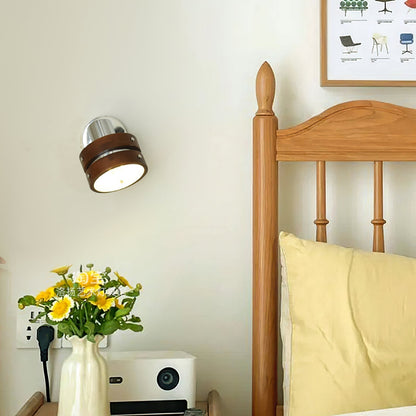 Hingewood Chrome Walnut Plug-In Wall Lamp