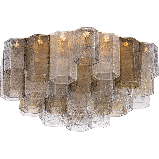 Honeycomb Glass Vintage Gold Semi-Flush Light