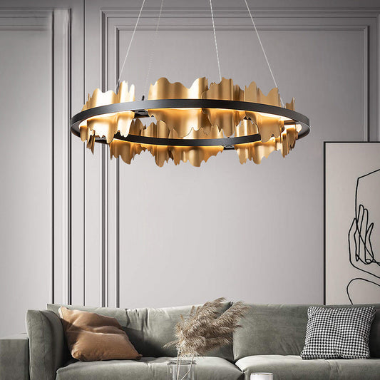 Italian Minimalist Luxury Ring Chandelier / Gold / Single layer 80x18CM