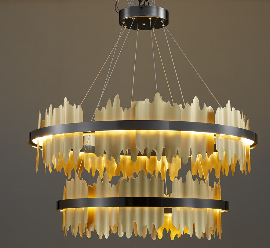 Italian Minimalist Luxury Ring Chandelier / Black / Single layer 80x18CM