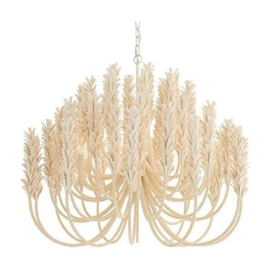 Ivory Coconut Bead White Iron Chandelier