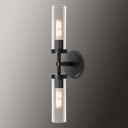 Knurled Copper Crystal Glass Wall Light / Black Copper Short / LED Warm Light