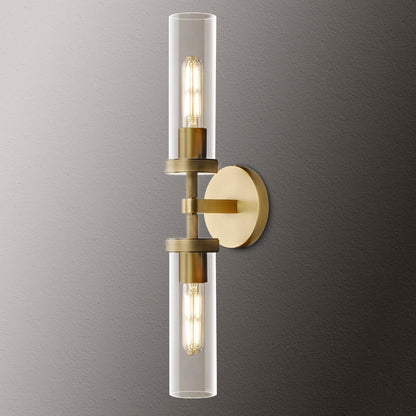 Knurled Copper Crystal Glass Wall Light / Black Copper Short / LED White Light
