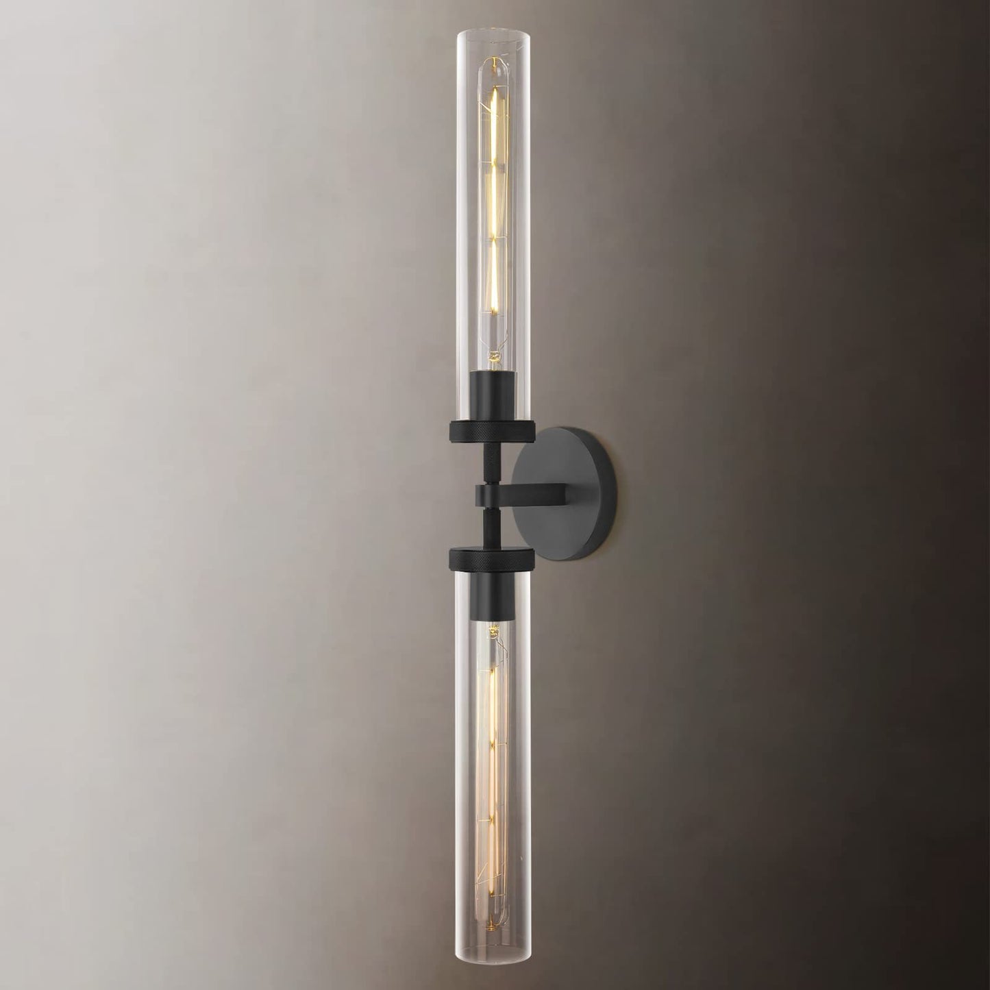 Knurled Copper Crystal Glass Wall Light / Black Copper Short / LED Neutral Light