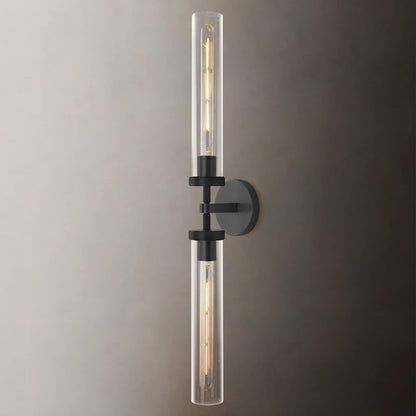 Knurled Copper Crystal Glass Wall Light / Black Copper Short / LED Neutral Light