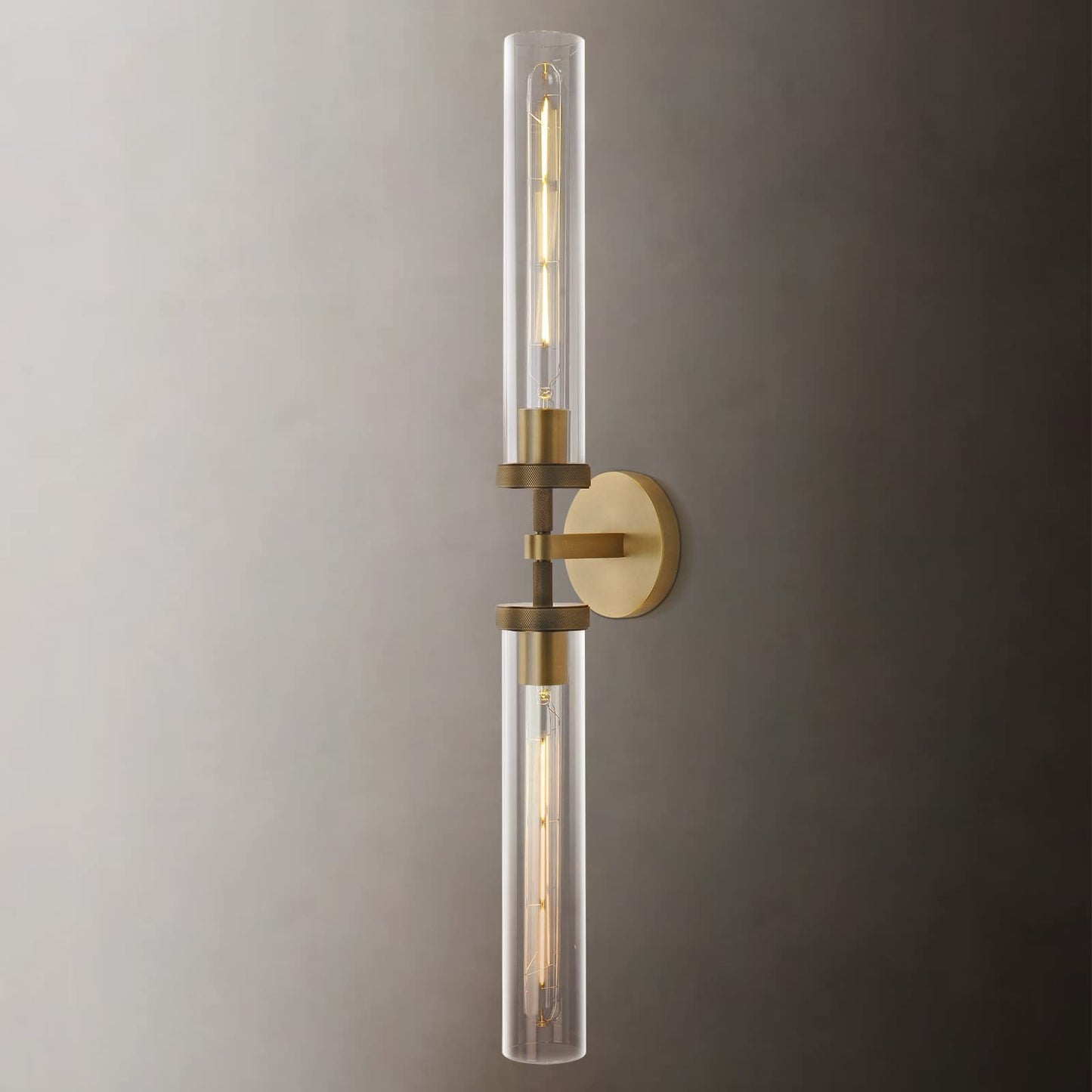 Knurled Copper Crystal Glass Wall Light / Brass Short / Without Light Source