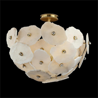 Layered Alabaster Brass Four-Light Flush Mount