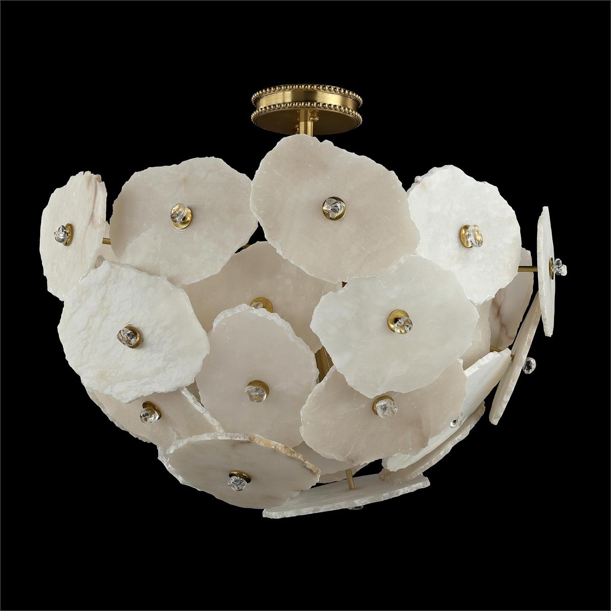 Layered Alabaster Brass Four-Light Flush Mount