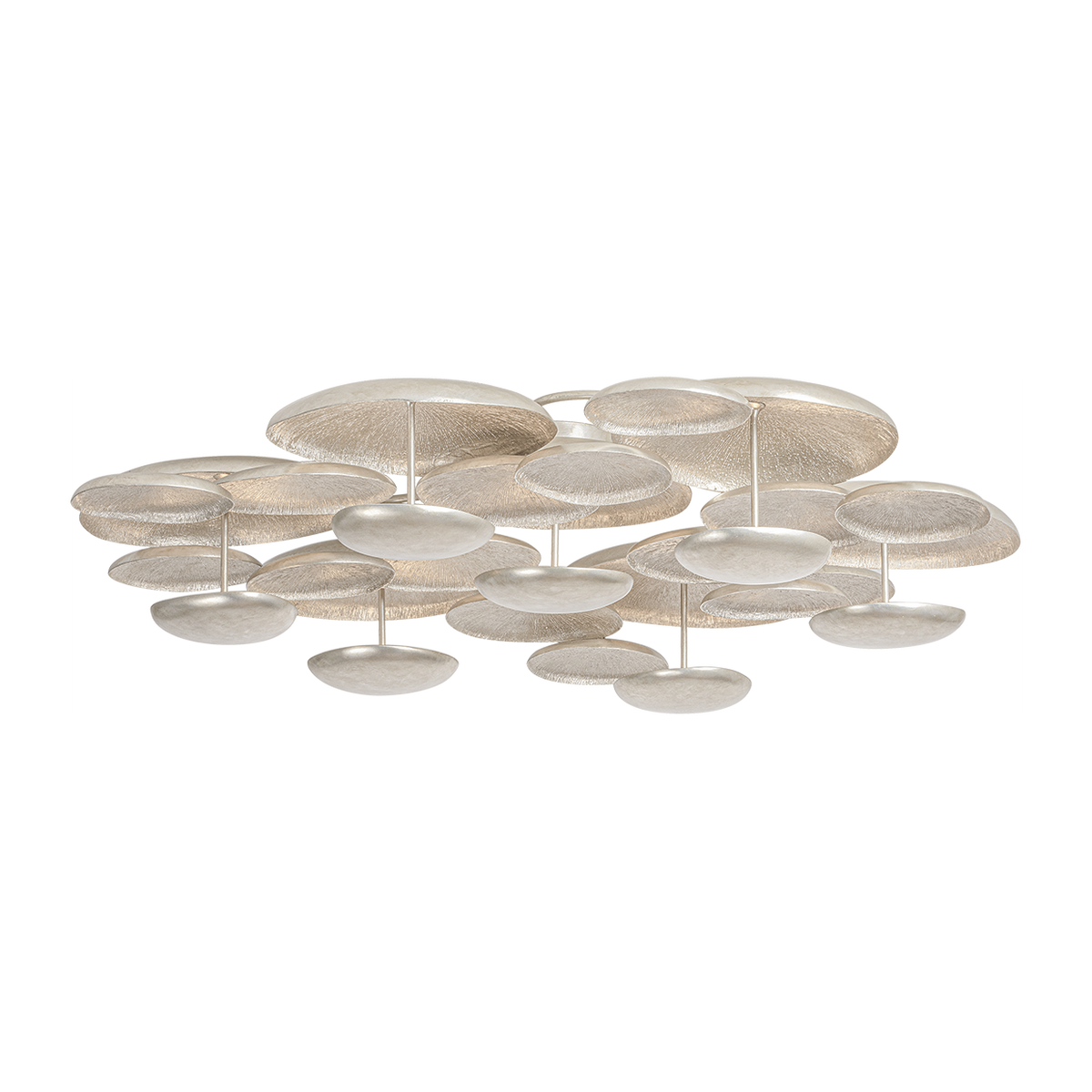 Layered Warm Silver Disc LED Semi-Flush Light