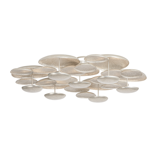 Layered Warm Silver Disc LED Semi-Flush Light