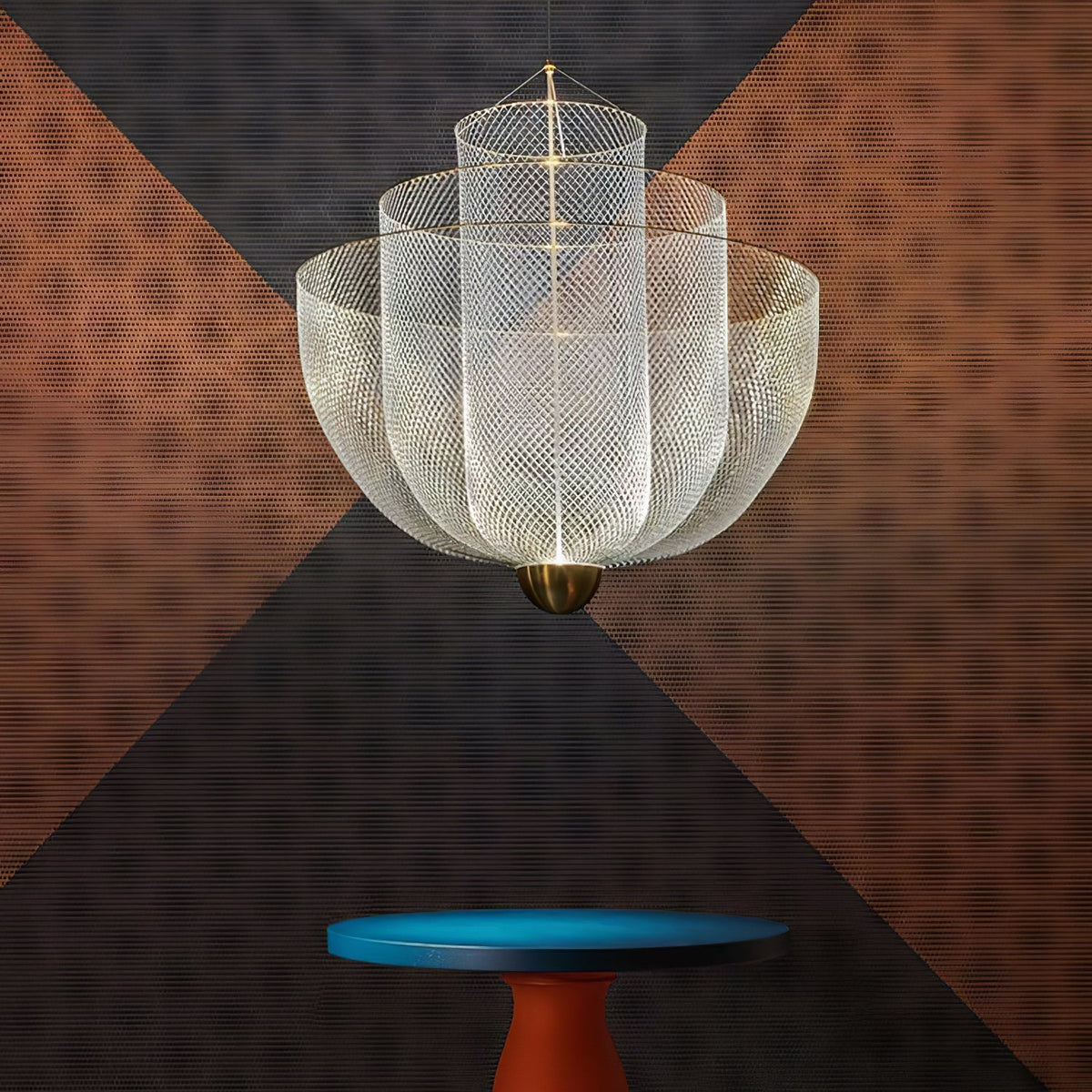 Layered Wire Chrome Gold LED Pendant