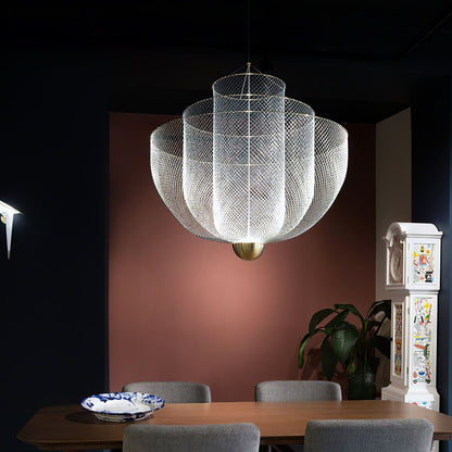 Layered Wire Chrome Gold LED Pendant