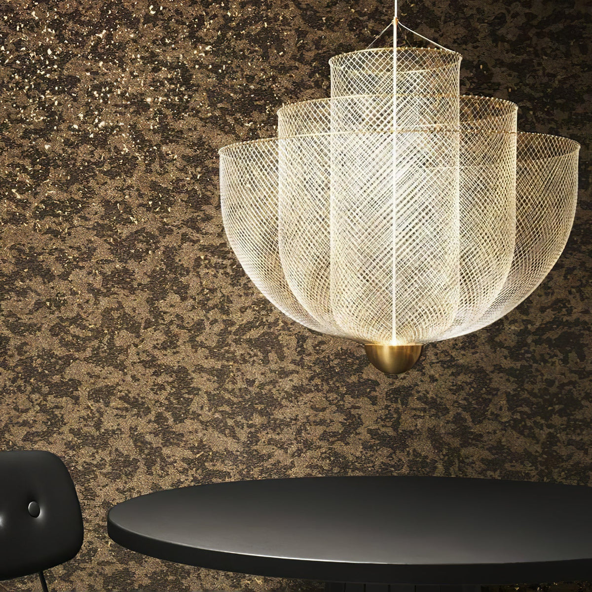 Layered Wire Chrome Gold LED Pendant