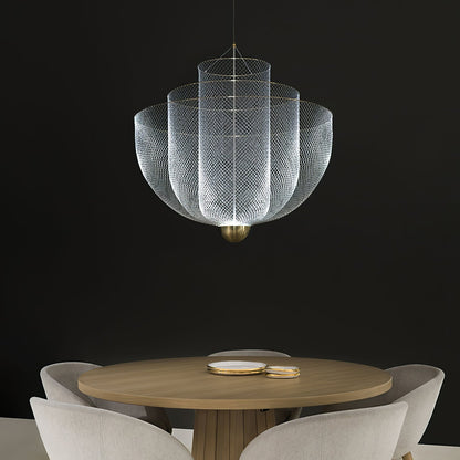 Layered Wire Chrome Gold LED Pendant