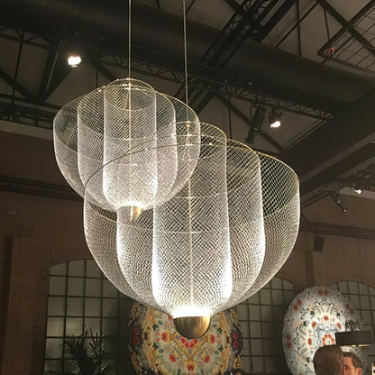 Layered Wire Chrome Gold LED Pendant