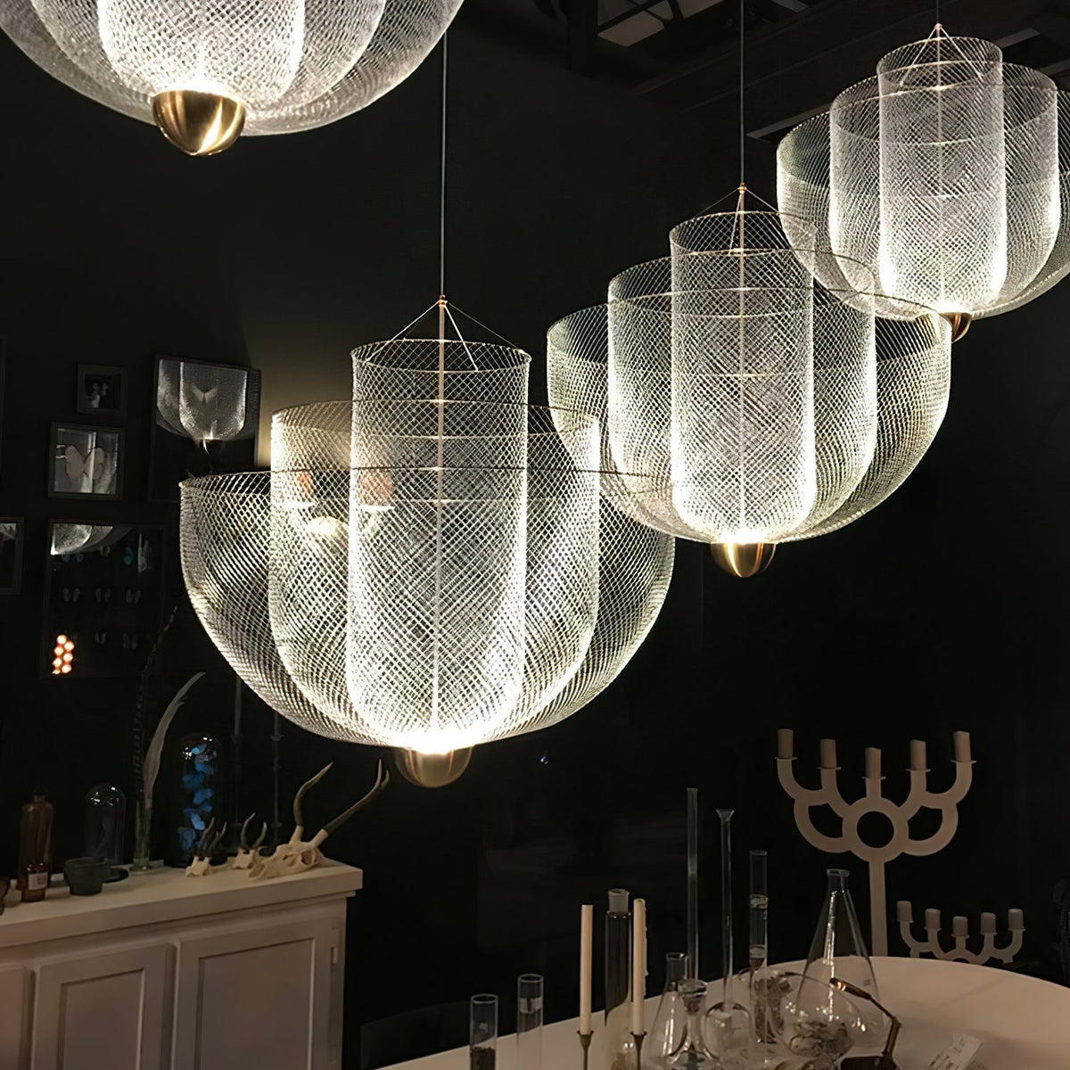 Layered Wire Chrome Gold LED Pendant