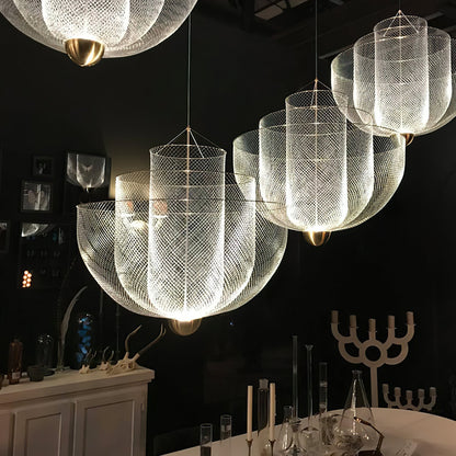 Layered Wire Chrome Gold LED Pendant