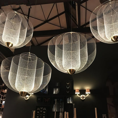 Layered Wire Chrome Gold LED Pendant
