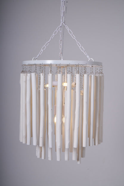 Layerwood Black White Multi-Light Chandelier
