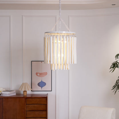 Layerwood Black White Multi-Light Chandelier