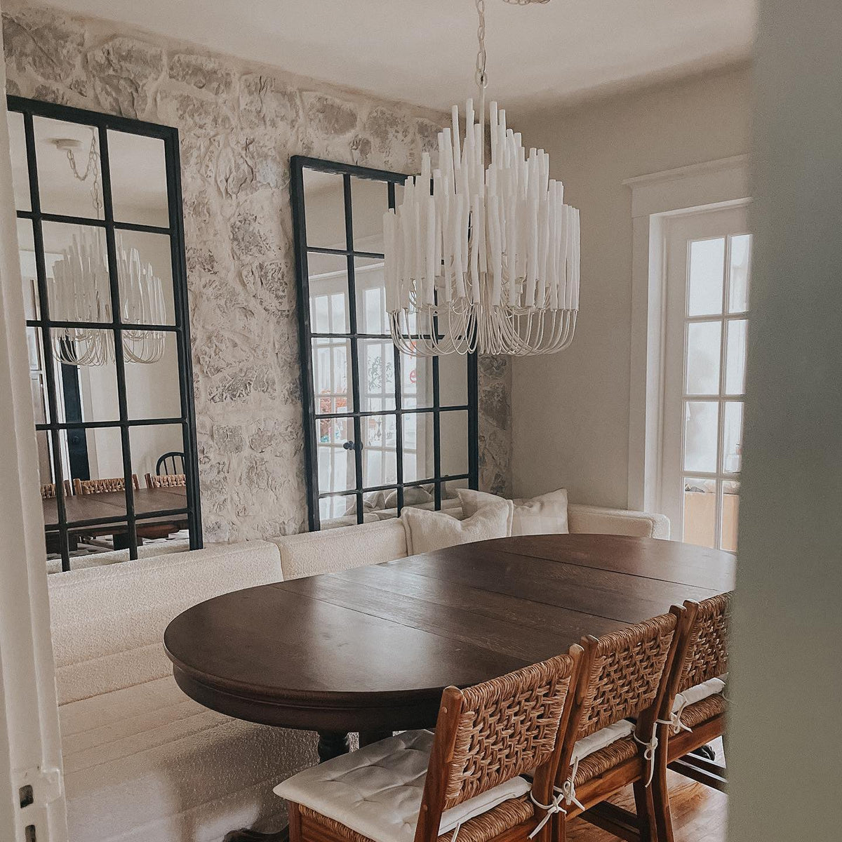 Layerwood Black White Multi-Light Chandelier