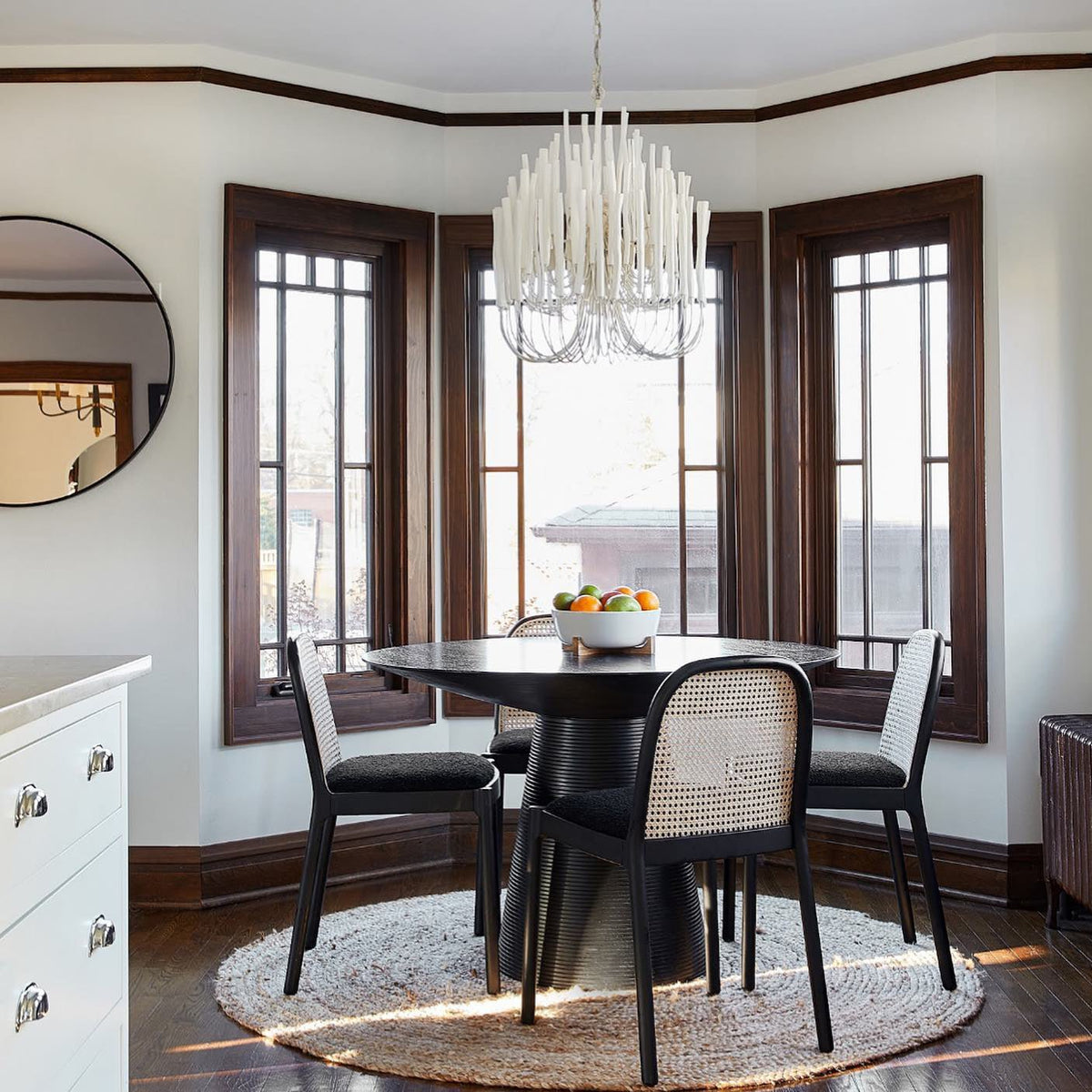 Layerwood Black White Multi-Light Chandelier