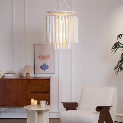 Layerwood Black White Multi-Light Chandelier