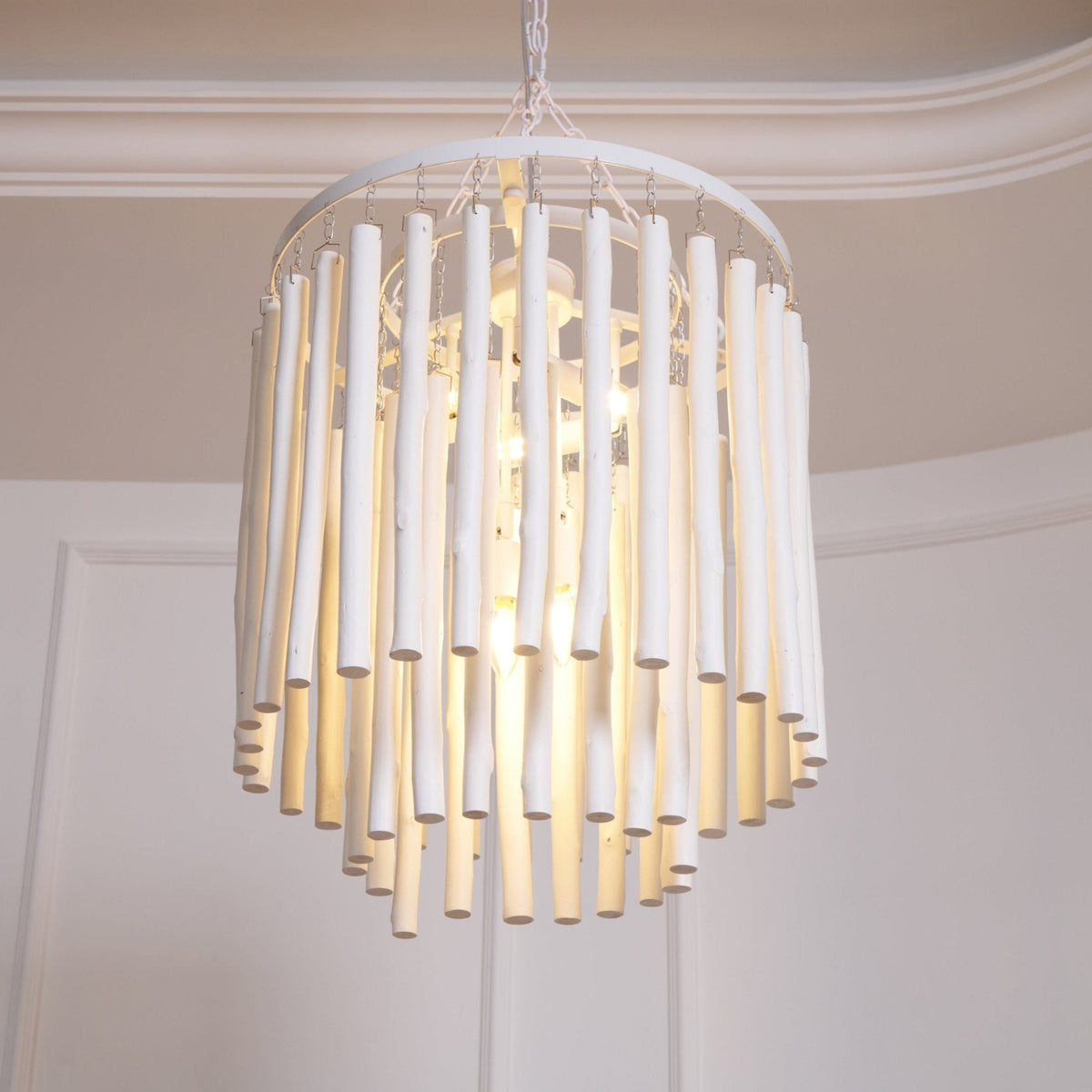 Layerwood Black White Multi-Light Chandelier