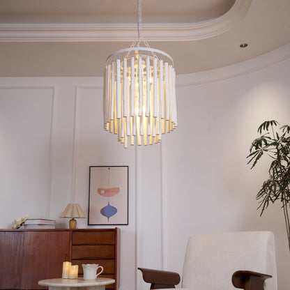 Layerwood Black White Multi-Light Chandelier