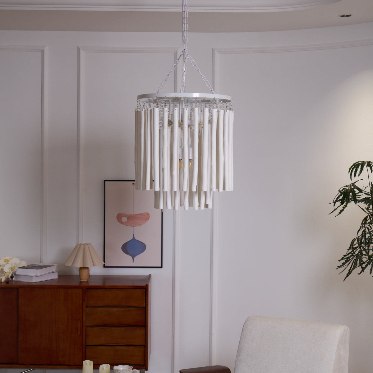 Layerwood Black White Multi-Light Chandelier