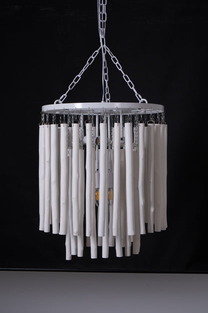 Layerwood Black White Multi-Light Chandelier