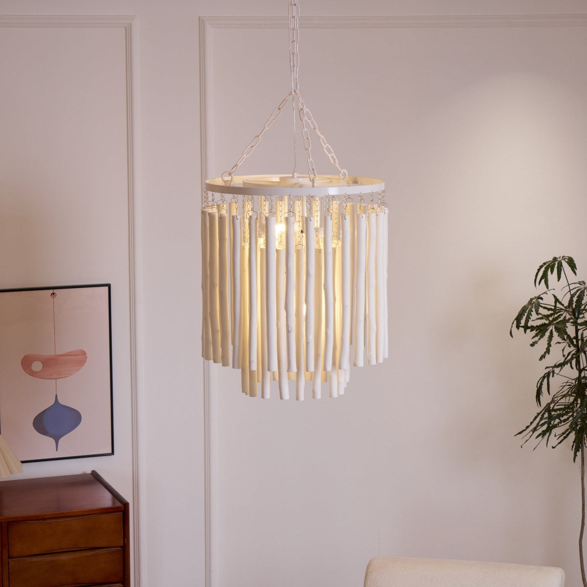 Layerwood Black White Multi-Light Chandelier