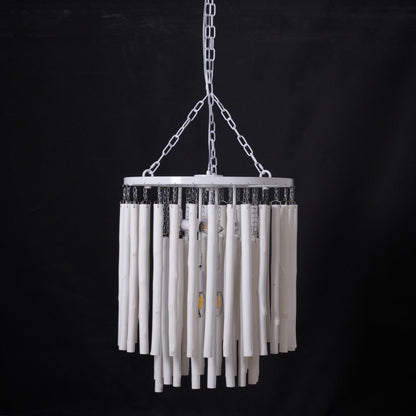 Layerwood Black White Multi-Light Chandelier