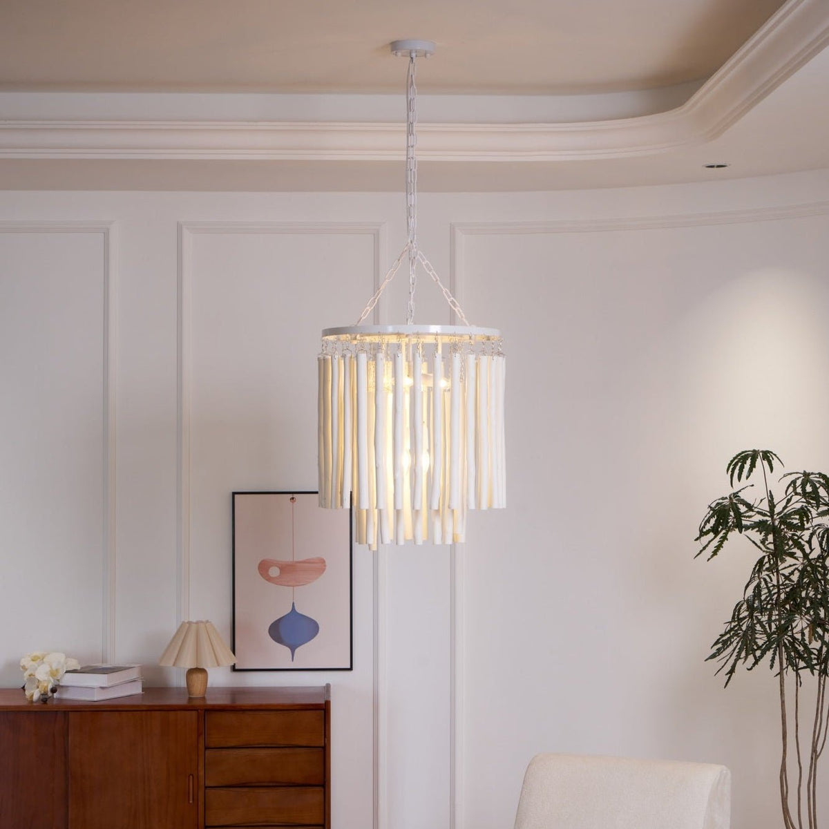 Layerwood Black White Multi-Light Chandelier