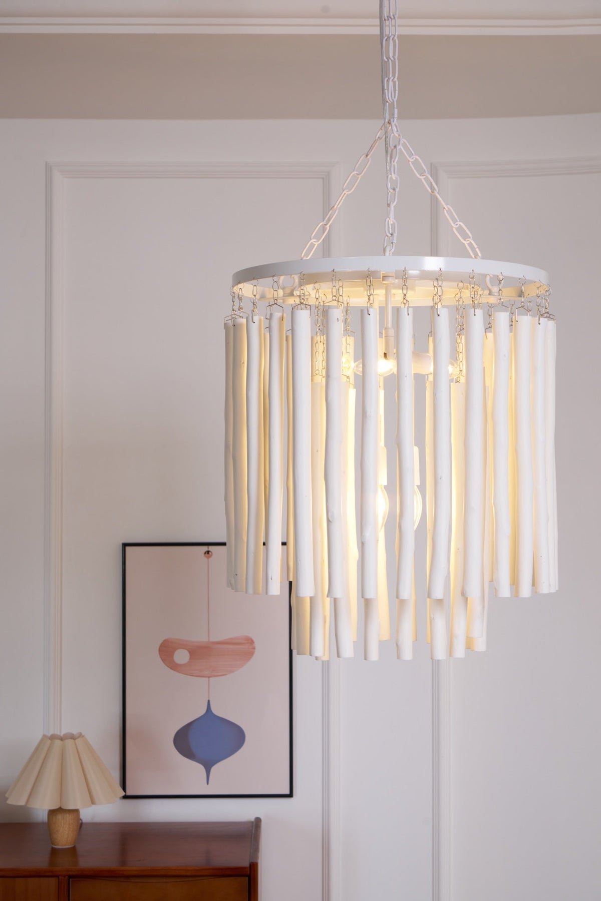Layerwood Black White Multi-Light Chandelier