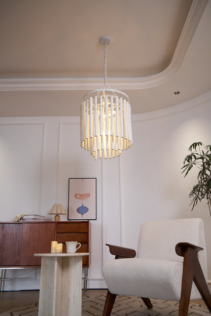 Layerwood Black White Multi-Light Chandelier