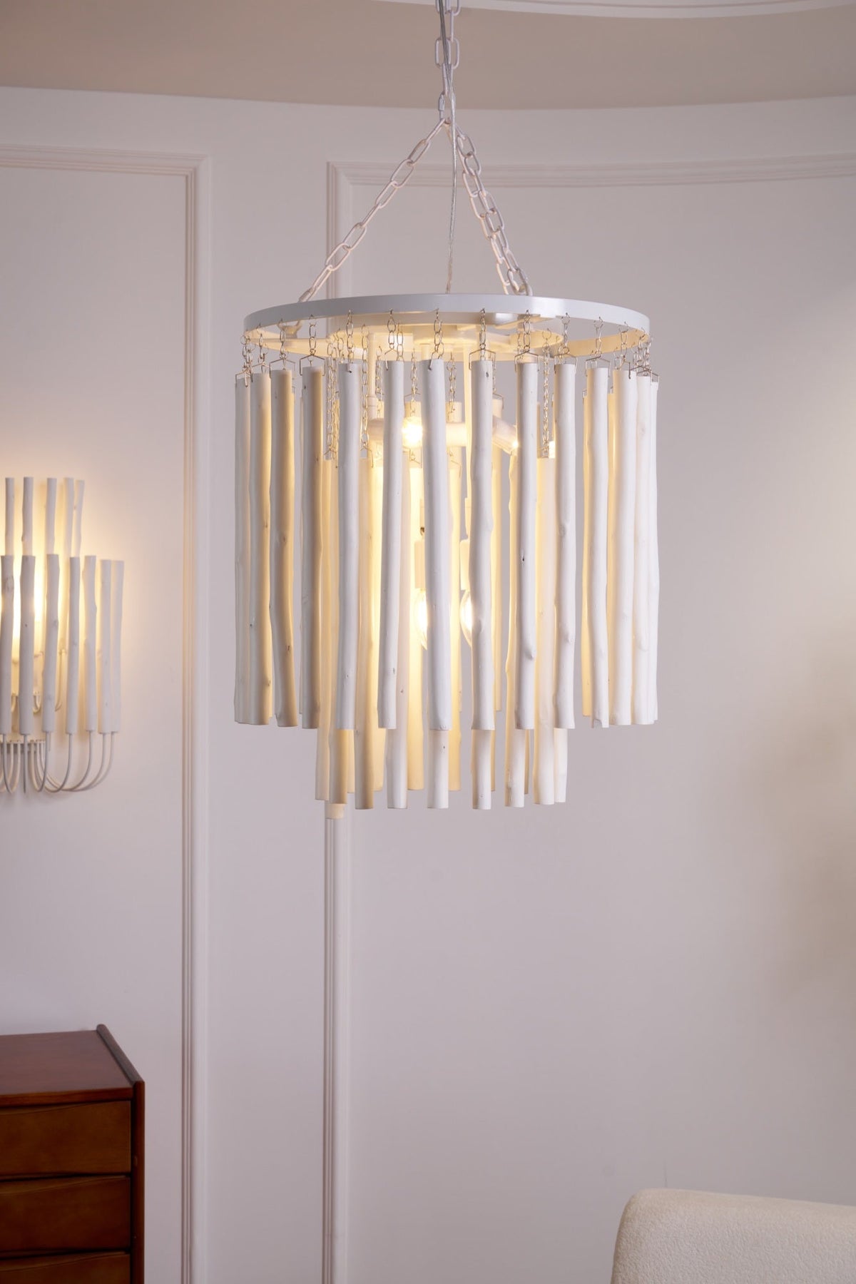 Layerwood Black White Multi-Light Chandelier