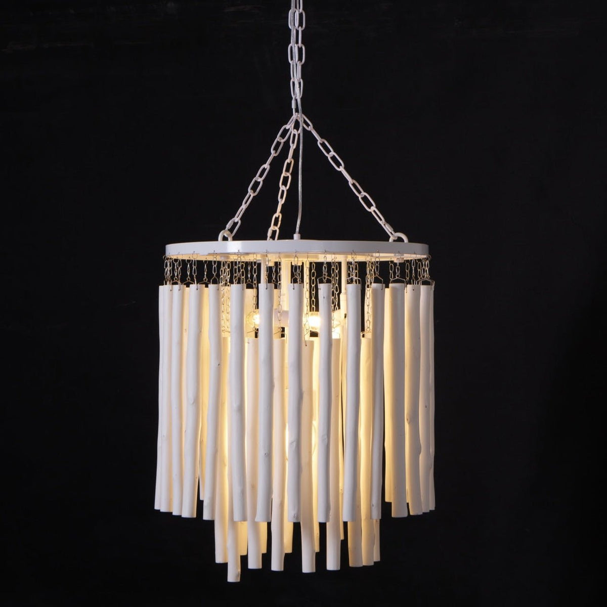 Layerwood Black White Multi-Light Chandelier