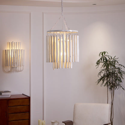 Layerwood Black White Multi-Light Chandelier
