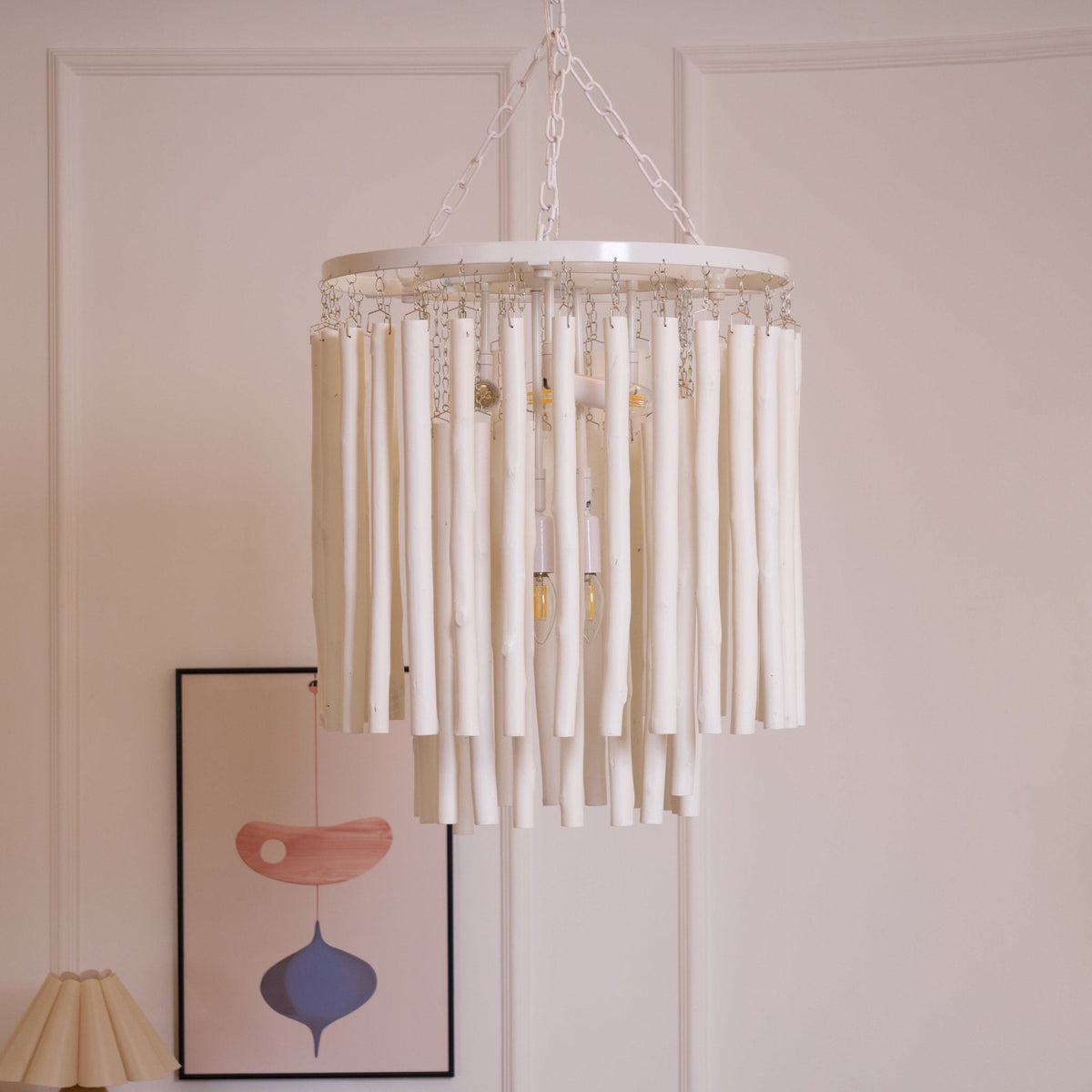 Layerwood Black White Multi-Light Chandelier